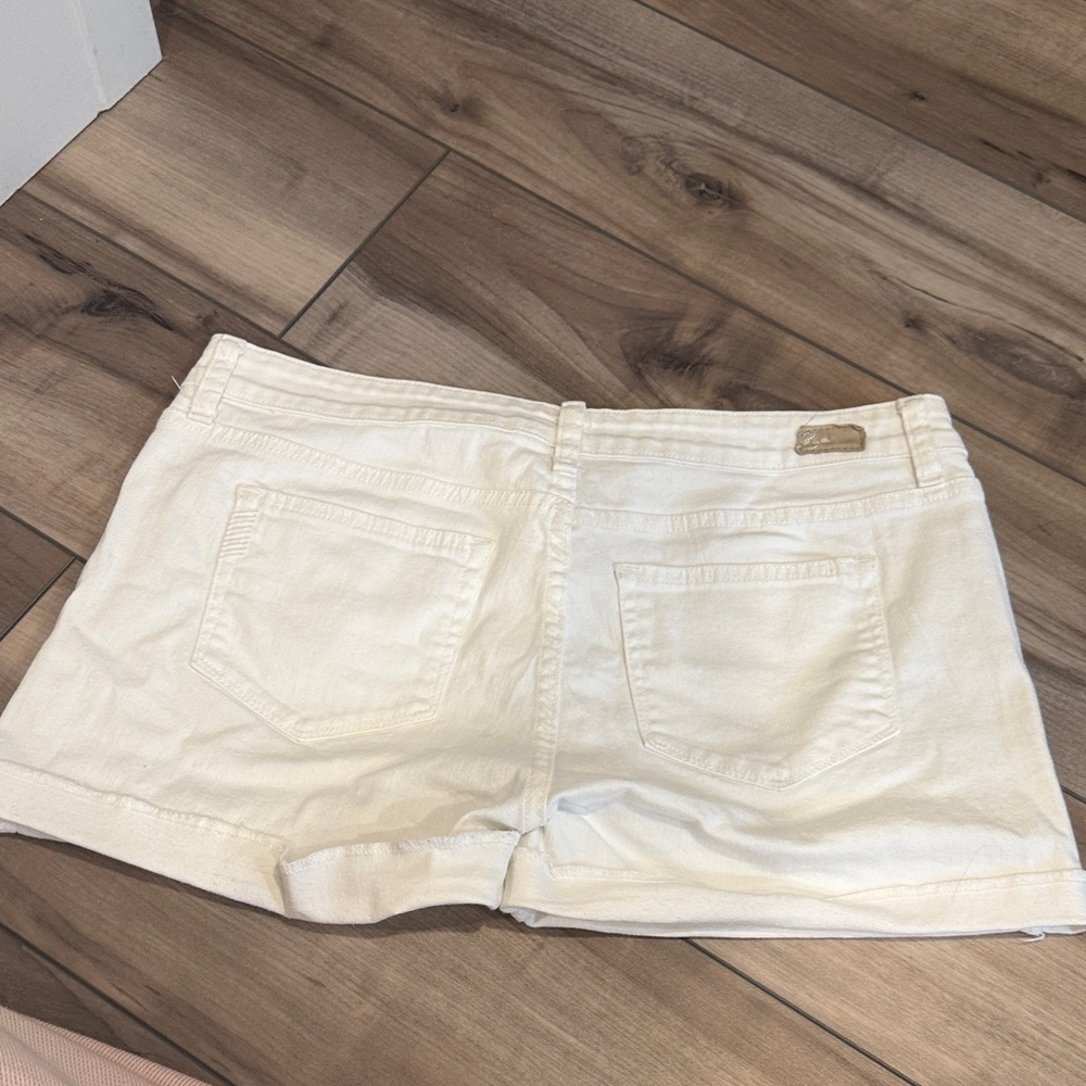 PAIGE Cream Jean Shorts